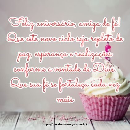 Feliz aniversário, amiga de fé! Que este novo ciclo seja repleto de paz, esperança e realizações conforme a vontade de Deus. Que sua fé se fortaleça cada vez mais. Feliz aniversário, amiga de fé! Que este novo ciclo seja repleto de paz, esperança e realizações conforme a vontade de Deus. Que sua fé se fortaleça cada vez mais.