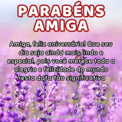 Amiga, feliz aniversário! Que seu dia seja ainda mais lindo e especial, pois você merece toda a alegria e felicidade do mundo nesta data tão significativa. Amiga, feliz aniversário! Que seu dia seja ainda mais lindo e especial, pois você merece toda a alegria e felicidade do mundo nesta data tão significativa.