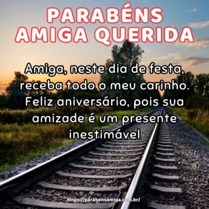 Amiga, neste dia de festa, receba todo o meu carinho. Feliz aniversário, pois sua amizade é um presente inestimável. Amiga, neste dia de festa, receba todo o meu carinho. Feliz aniversário, pois sua amizade é um presente inestimável.