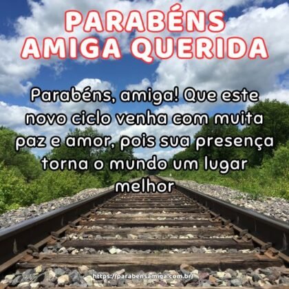 Parabéns, amiga! Que este novo ciclo venha com muita paz e amor, pois sua presença torna o mundo um lugar melhor. Parabéns, amiga! Que este novo ciclo venha com muita paz e amor, pois sua presença torna o mundo um lugar melhor.
