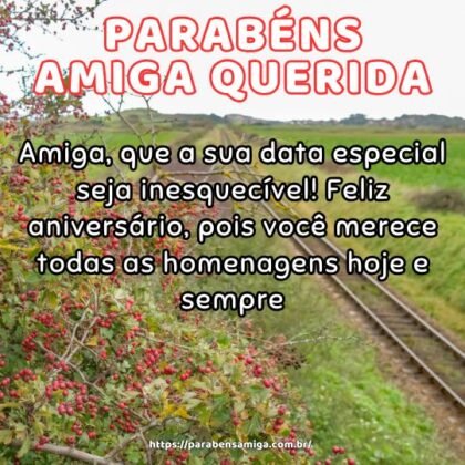 Amiga, que a sua data especial seja inesquecível! Feliz aniversário, pois você merece todas as homenagens hoje e sempre. Amiga, que a sua data especial seja inesquecível! Feliz aniversário, pois você merece todas as homenagens hoje e sempre.