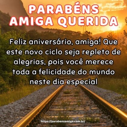 Feliz aniversário, amiga! Que este novo ciclo seja repleto de alegrias, pois você merece toda a felicidade do mundo neste dia especial. Feliz aniversário, amiga! Que este novo ciclo seja repleto de alegrias, pois você merece toda a felicidade do mundo neste dia especial.
