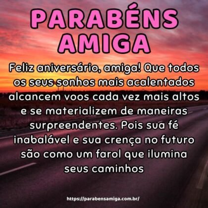 Feliz aniversário, amiga! Que todos os seus sonhos mais acalentados alcancem voos cada vez mais altos e se materializem de maneiras surpreendentes. Pois sua fé inabalável e sua crença no futuro são como um farol que ilumina seus caminhos. Feliz aniversário, amiga! Que todos os seus sonhos mais acalentados alcancem voos cada vez mais altos e se materializem de maneiras surpreendentes. Pois sua fé inabalável e sua crença no futuro são como um farol que ilumina seus caminhos.
