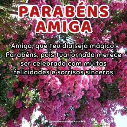 Amiga, que teu dia seja mágico! Parabéns, pois tua jornada merece ser celebrada com muitas felicidades e sorrisos sinceros. Amiga, que teu dia seja mágico! Parabéns, pois tua jornada merece ser celebrada com muitas felicidades e sorrisos sinceros.